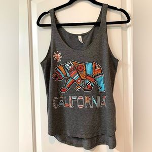 Bella + Canvas California Bear Women’s Small Boho Sleeveless Grey High-Low Tank